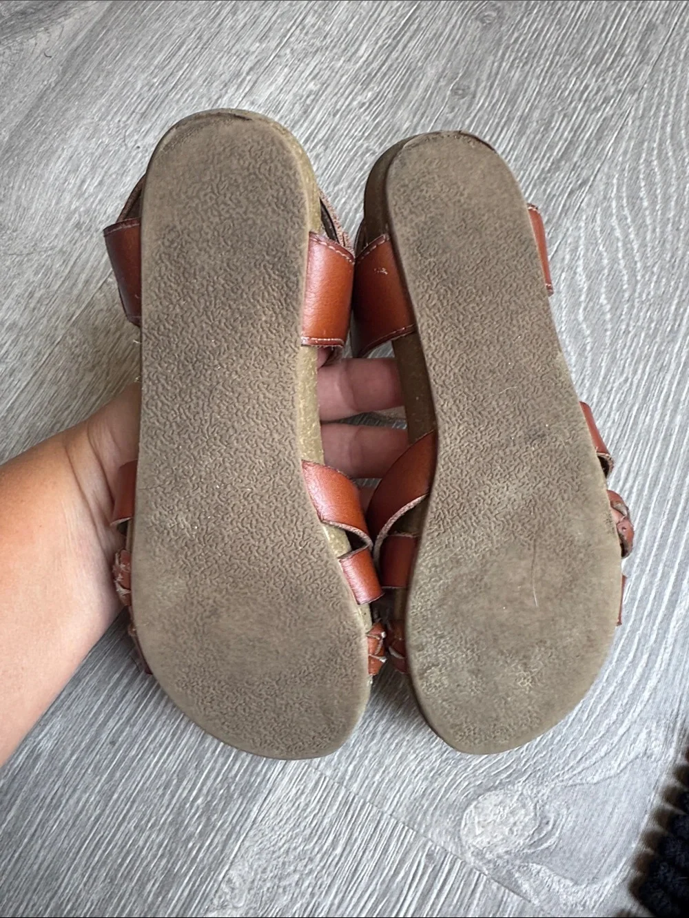 Girls blowfish Tan Braided Strap Sandals with Ankle Velcro